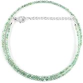 ZEMBIENCE Natural Gemstones Choker Necklace, Faceted Rounds Beads, Silver Plated Jewelry, Healing Crystals, Birthday, Handamde, Minimalist, Women Gifts, Mother's Day