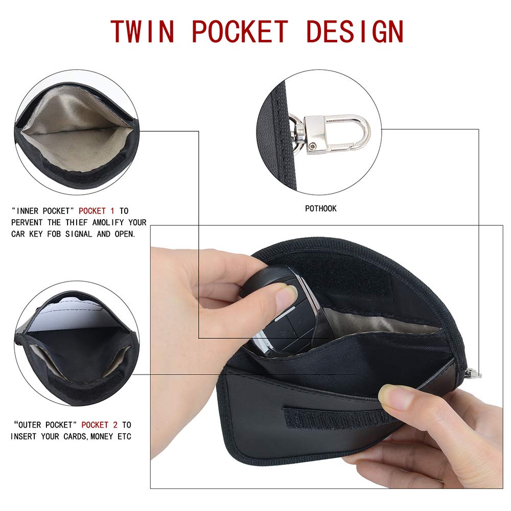 2 x Blocco Chiave Auto Custodia per Segnale Caso di Blocco Segnale Chiave Auto RFID Borsa di Blocco per Chiavi della Macchina Carta di Credito Antifurto WiFi NFC RF Bloccare Custodia