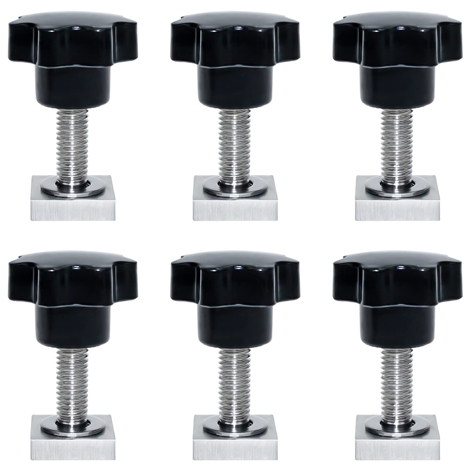 QIQN T-Nut Adapter T-Slot Set T Track Adapter Bolts M8x30mm T Track Adaptor Stainless Steel Roof Rack Bolts with Star Shape Head Thread Knob 6Pcs Kit 20 x 20 mm โ image 1