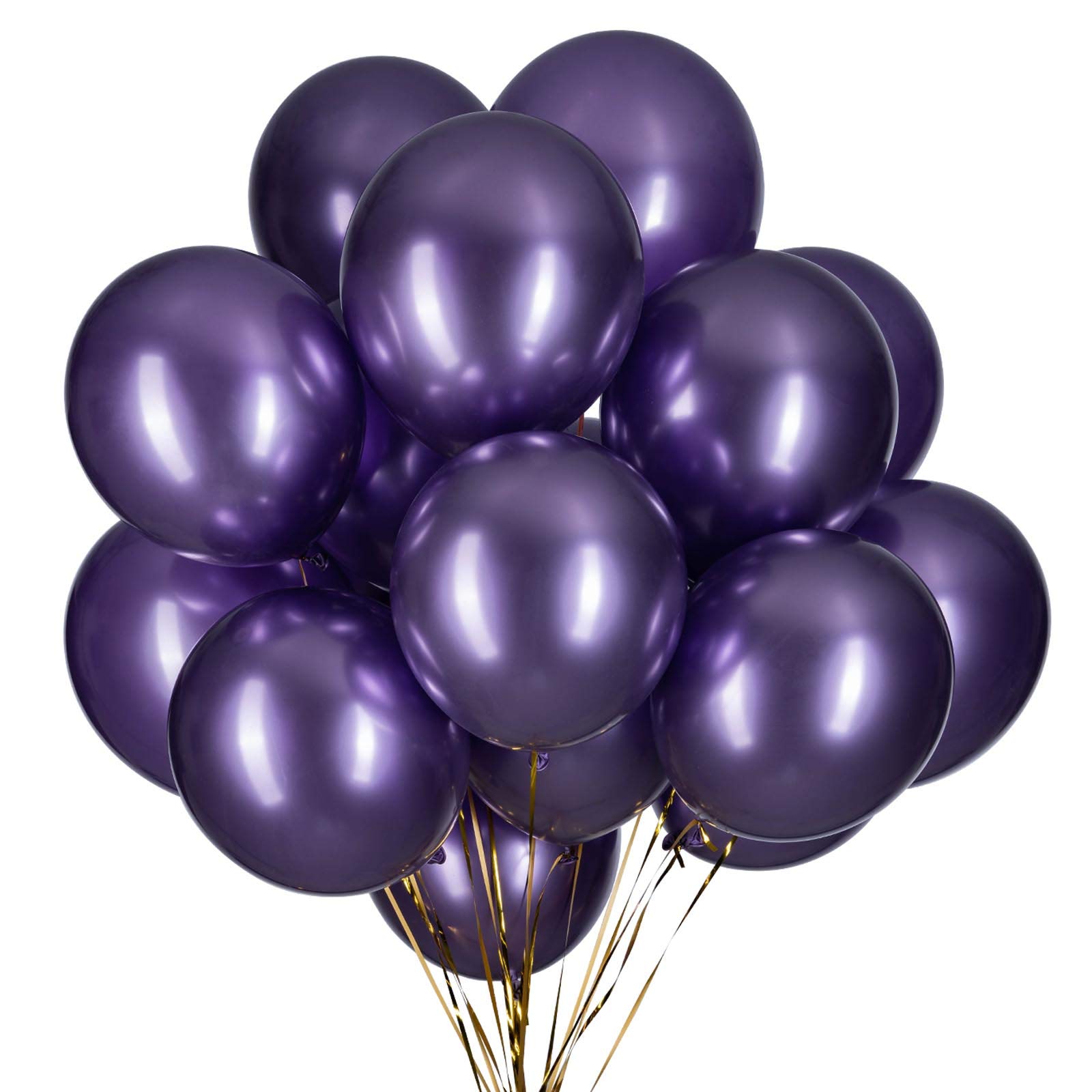 GAKA FAVOR Chrome Metallic Balloons - 12inch, 50 Pcs, Purple, Latex, Helium, Shiny, For Weddings, Birthdays, Bachelor, Graduation Parties