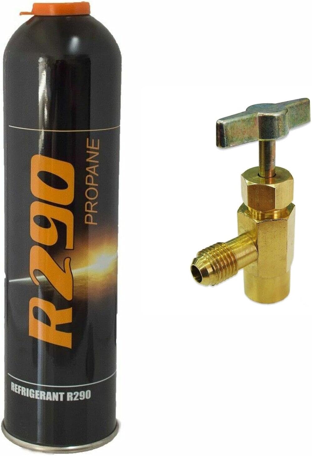 Catering Parts UK R290 Refrigerant Gas 370g Propane Disposable Canister w/ Valve