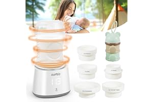 AUMIO Portable Bottle Warmer, Travel Bottle Warmers for Breastmilk Formula, Rechargeable Baby Milk Warmer On the Go-Fast Bottles Warmer with 5 Adapters, 10000mAh, Smart Temperature Control, Leak-Proof