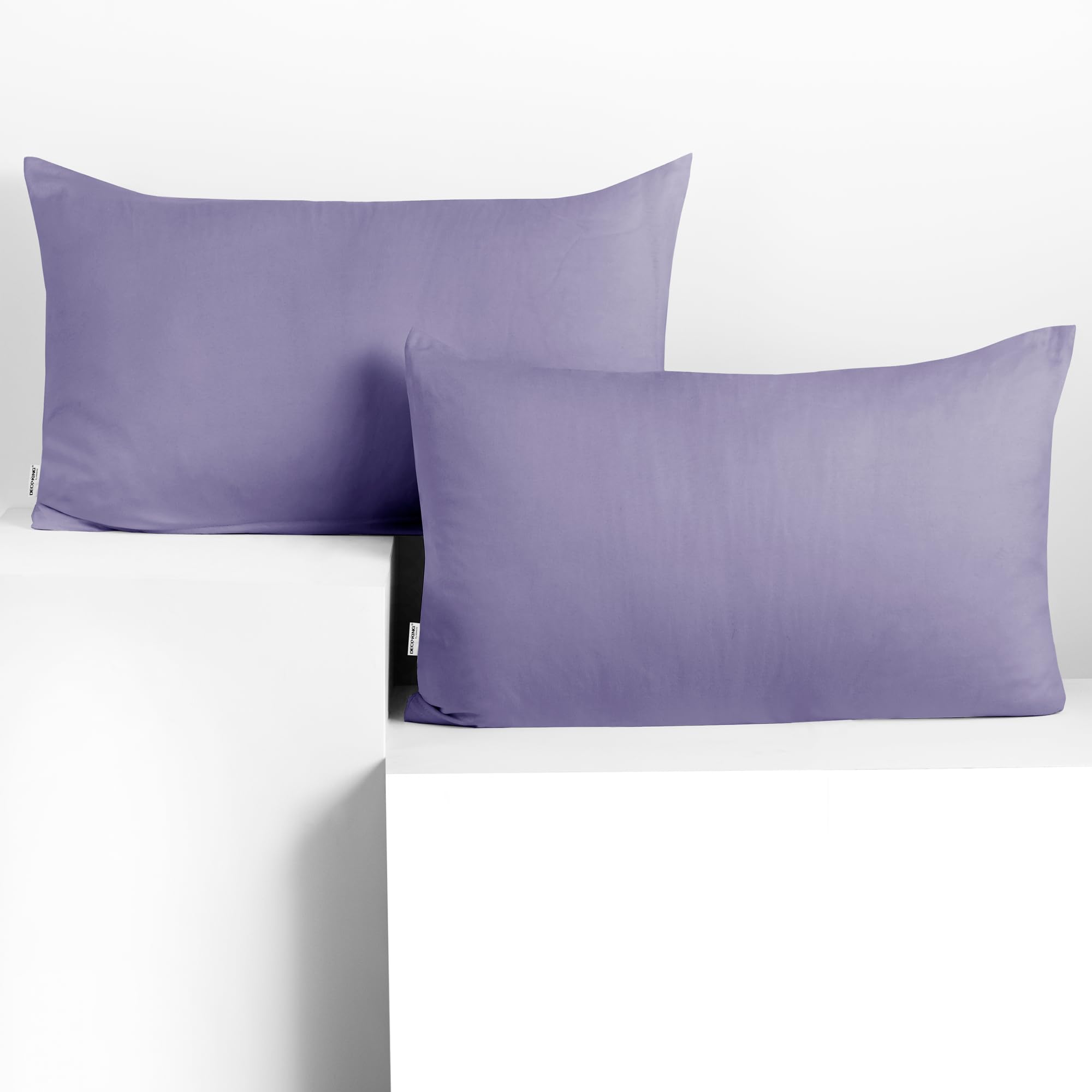 DecoKing 2 Pillowcases 50 x 60 cm Jersey 100% Combed Cotton Zip Lavender Amber