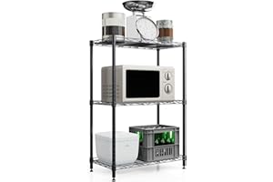 SsngygHme 3 Tier Shelves Storage, Wire Shelf Unit, Standing Adjustable Metal Shelves Organizer, Storage Racks for Restaurant Garage Pantry Kitchen Garage(Small，15.7 '' x 11.8" x 31.5 ")…