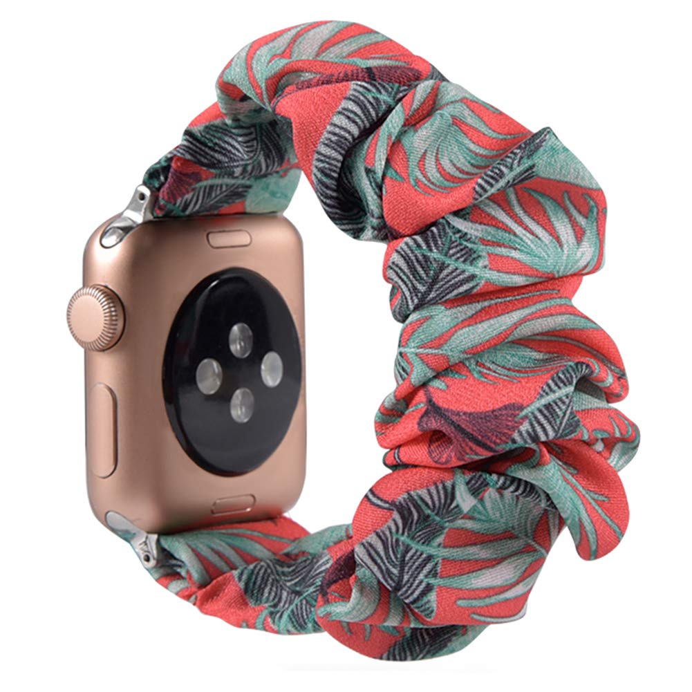 juanxian Scrunchie Elastic Watch Wristbands Replacement for Apple Watch, Soft and Stretchy Watch Scrunchy Strap Compatible with iWatch Series1-5 (38MM/40MM, 42MM/44MM)