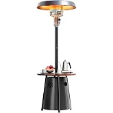 Pamapic Outdoor Heaters for Patio with Round Table Design, Premium 304 Stainless Steel Burner, Triple Protection System Propane Patio Heater for Porch Garden, Residential &amp; Commercial Use