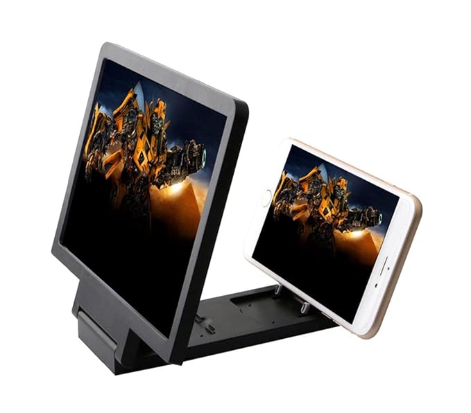 Marco con lupa para agrandar la pantalla del teléfono móvil ...