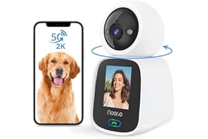 Noorio 5G Two Way Video Calling Camera, One Click Call 2K Pet Camera with Phone App, 360° PTZ Dog Cam with Speaker, Color Night Vision, 2.4 Inch Screen, CL200
