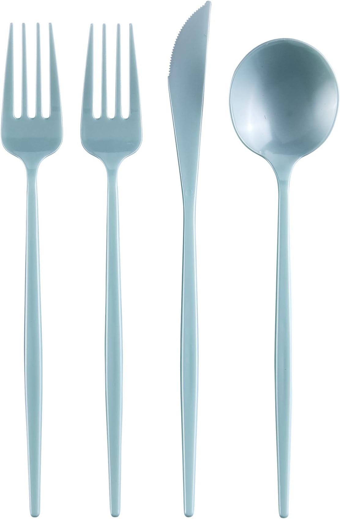 Silver SpoonsSilverware Set | Plastic Flatware | Opulence Collection, 48 Servings, Mint
