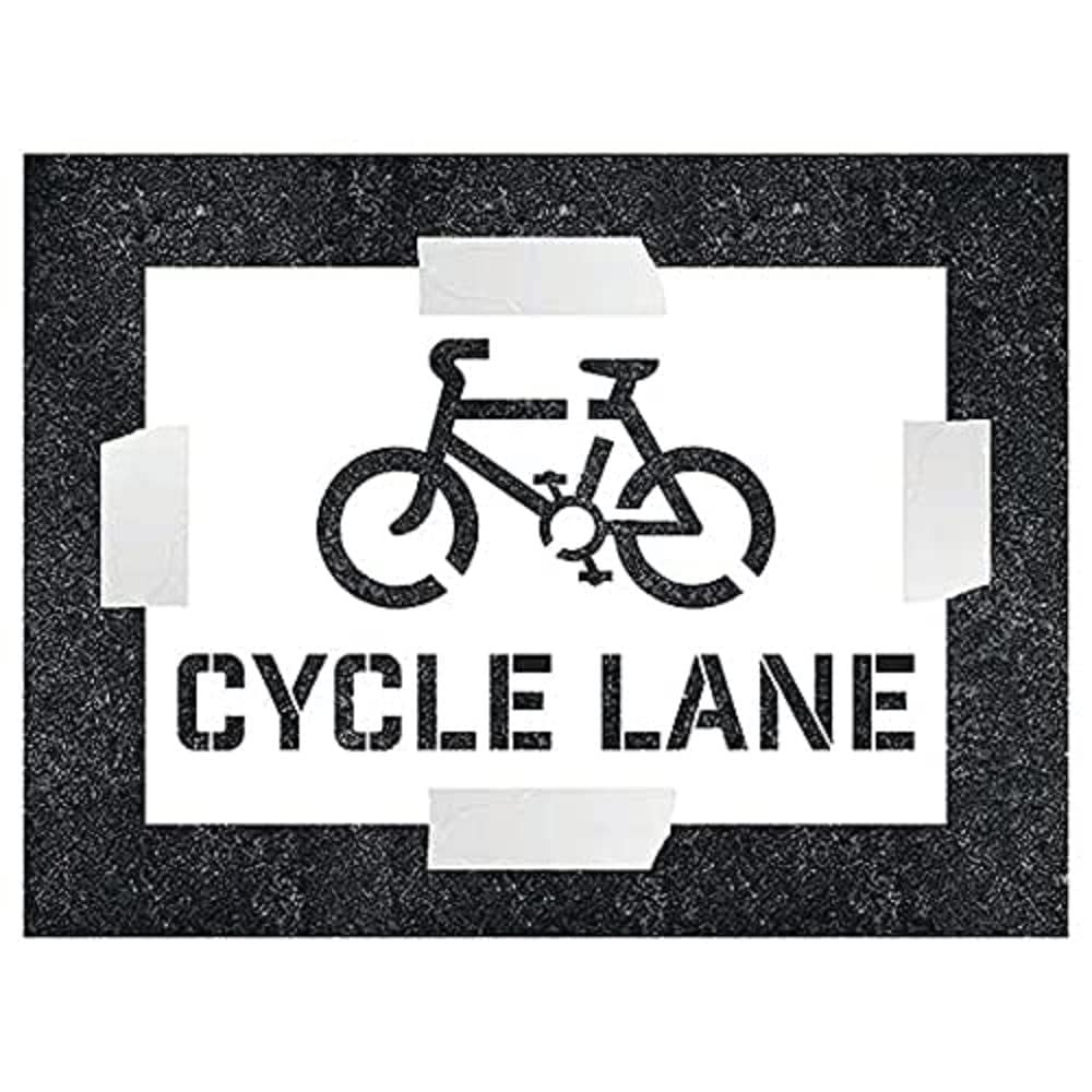 V Safety Cycle Lane With Icon Stencil - 600x400mm - 1.1mm Polypropylene