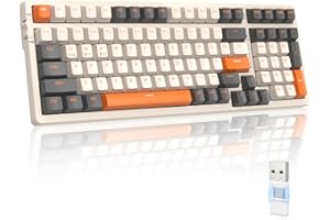 MAGIC-REFINER RK96 Wireless Mechanical Keyboard, Dual Mode 2.4G/BT5.0 2-in-1 Receiver, 100 Keys Hot Swappable Red Switches Ga