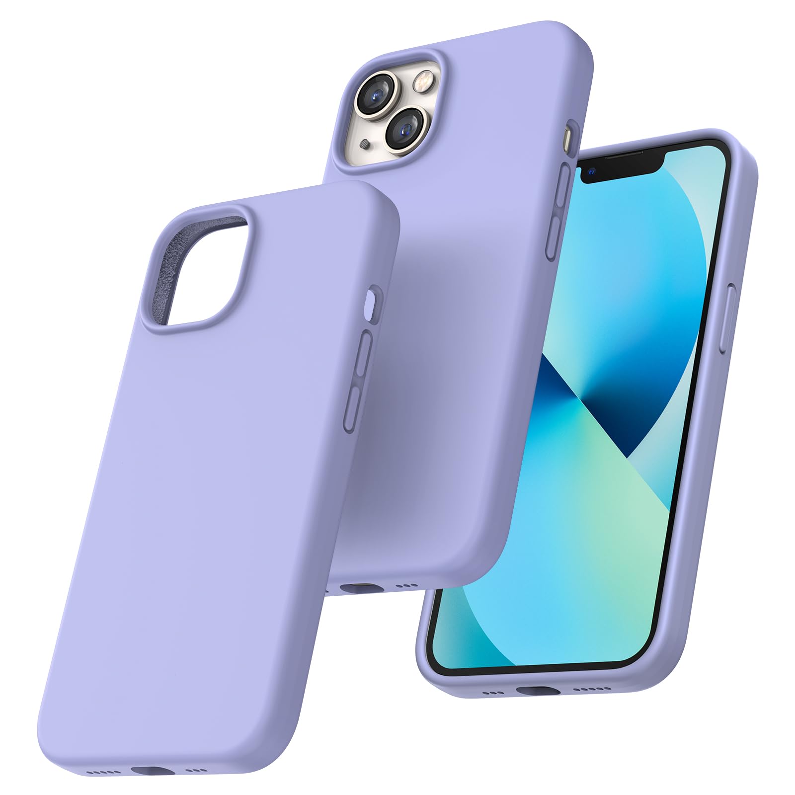 TOCOL Silicone for iPhone 13 Case 6.1-Inch, Liquid Silicone Multi-Color Slim Silky-Soft Touch Anti-Scratch Shockproof Protective Phone Cover, Purple