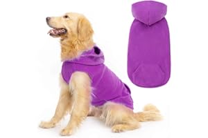 EXPAWLORER Dog Hoodie Fleece Sweater Vest, Hooded Dog Sweatshirt Fall Winter Pet Clothes with Leash Hole, Sleeveless Warm Cozy Puppy Clothing for Cat Small Medium Large Dogs Girl Boy, Purple XL