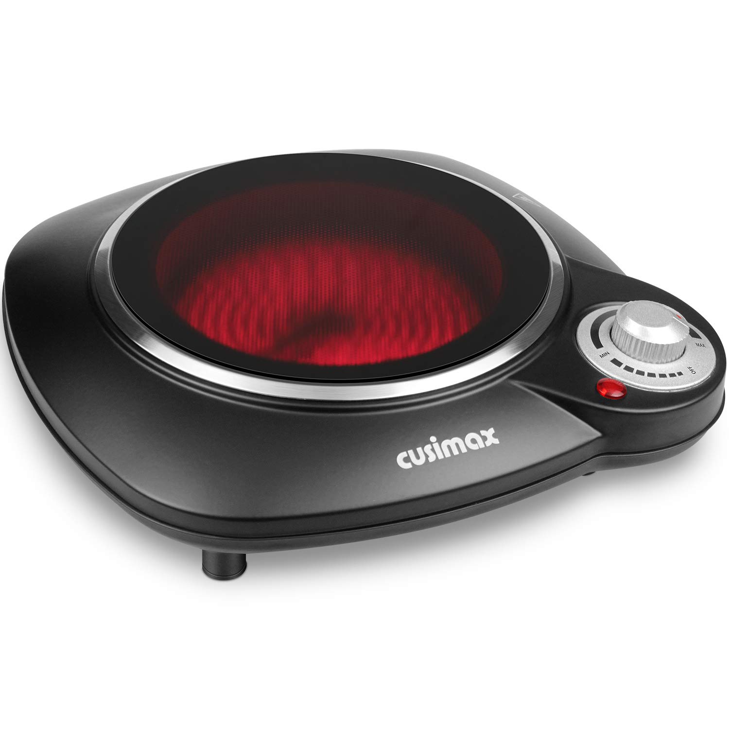 CUSIMAX Portable Hot Plate, 1200W Single Ceramic Hob, Hot Plates for Cooking, Electric Single Burner Infrared Cooktop, Black Stainless Steel