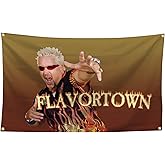 Guy Fieri Flavortown Flag ，3x5 Feet Funny Poster Durable Man Cave Wall Flag with Brass Grommets This beautiful entertaining banner for College Dorm Room Decor,Outdoor,Parties gifts, travel, filming, events, festivals..