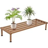 MultirackX Metal Plant Stand, Rust-proof Aluminum Display Rack, Plants Display Stands Decoration Racks for Living Room Garden Balcony Patio (Wood Color, 31.5Inch Low Leg)