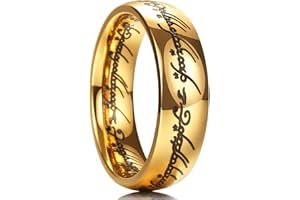 King Will Wedding Band for Men Women-7/8mm One Lord Magic Power Rings Availble in Gold/Black/Sliver, High Polished and Comfort Fit Wedding Ring Size 5-15