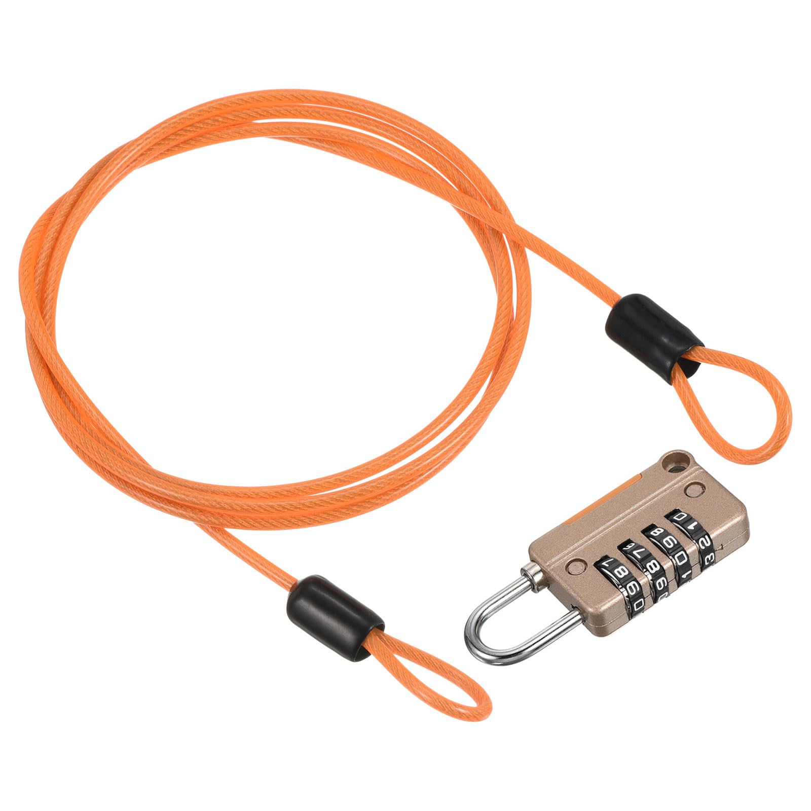 PATIKIL Security Steel Cable with 4 Digit Combination Lock, 3Ft Coated Safety Wire Rope Double Loop Padlock for Outdoor Travel Luggage, Rose Gold