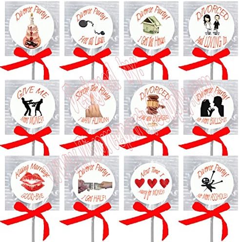 Divorce Party for HER lollipops with RED Ribbon Bows (12 pieces) Party Favors