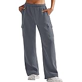 YEOREO Sweatpants Womens Cargo Pants Fleece Lined Wide Leg Joggers Baggy Drawstring Nairi Sweat Pants with Pockets