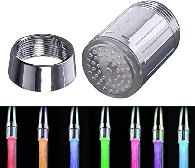 MEETOZ Colorful LED Water Faucet Light No Battery 7 Color Kitchen Bathroom Tap
