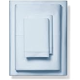 800-Thread-Count 100% Pure Cotton Bed Sheets -4 Pc King Size Light Blue Sheet Set, Single Ply Long Staple Combed Cotton Yarns, Best Luxury Sateen Weave, Fits Mattress Upto 17'' Deep Pocket