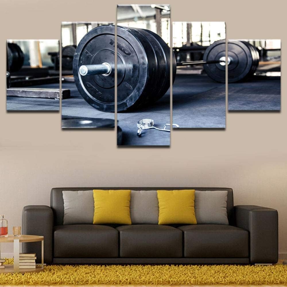 37Tdfc 5 Pieces Canvas Wall Art Barbell Sports Canvas Prints Paintings Modern Pictures 5 Panel