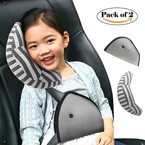 Car Seat Travel Pillow,ICENN Neck Support Shoulder Cushion Pad and Seatbelt Adjuster for Kids, Safety Belt Sleeping Pillow and Adjuster for Cars, Safety Strap Covers 2 PCS