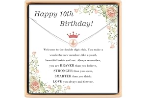 JUESLY 10th Birthday Gifts for Girls, Sterling Pink Pearl Necklace for 10 Year Old Girl, Top Gifts for 10 Year Old Girls Trendy 2025, Adjustable Length Jewelry Presents for Daughter Kids Her