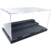 XIN&middot;SHI Minifigure Display Case for LEGO, 3-Tier Acrylic Dustproof, Black | Acrylic, Dustproof, 3 Removable Tiered Steps, Holds 35 Minifigures, Stackable, Desk Display, Gift for Collectors, Black