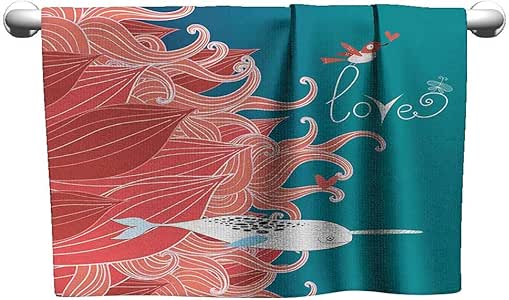 Bensonsve Toallas de Mano Florales Narwhal, con ilustración de Dibujo