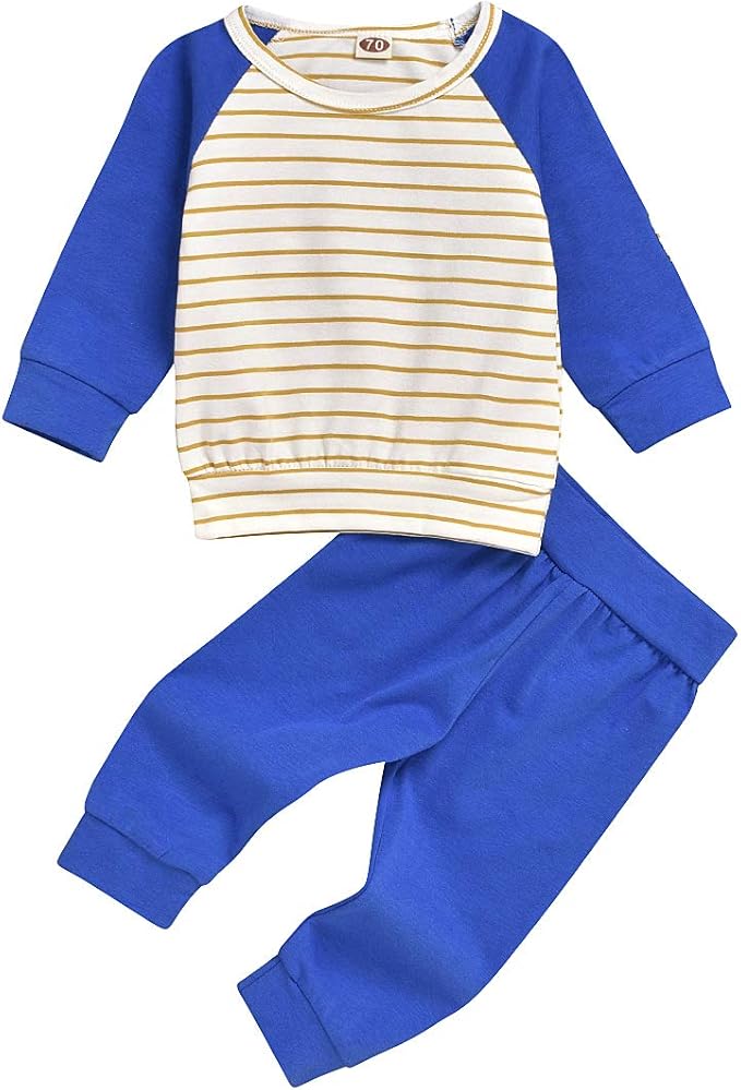 Newborn Toddler Baby Boy Girls Clothes Sets Stripe TShirt