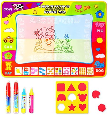 Geekper Aqua Doodle Pad Water Drawing Mat Large Board Magic Pen AquaDoodle 4 Color Develop Intelligence Sketch Learning Kids