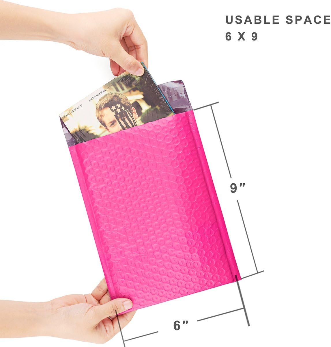 Fu Global #0 6x10 Inches Poly Bubble Mailer Self Seal Padded Envelopes Pack of 25 (Pink) : Office Products