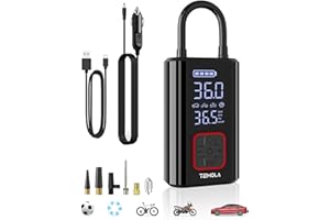 TEMOLA Tire Inflator Portable Air Compressor, 12V DC Air Pump for Car Tires 150PSI Cordless Air Compressor Portable With Pressure Gauge, Electric Tire Pump Car Accessories for Car Motorcycle Bicycle