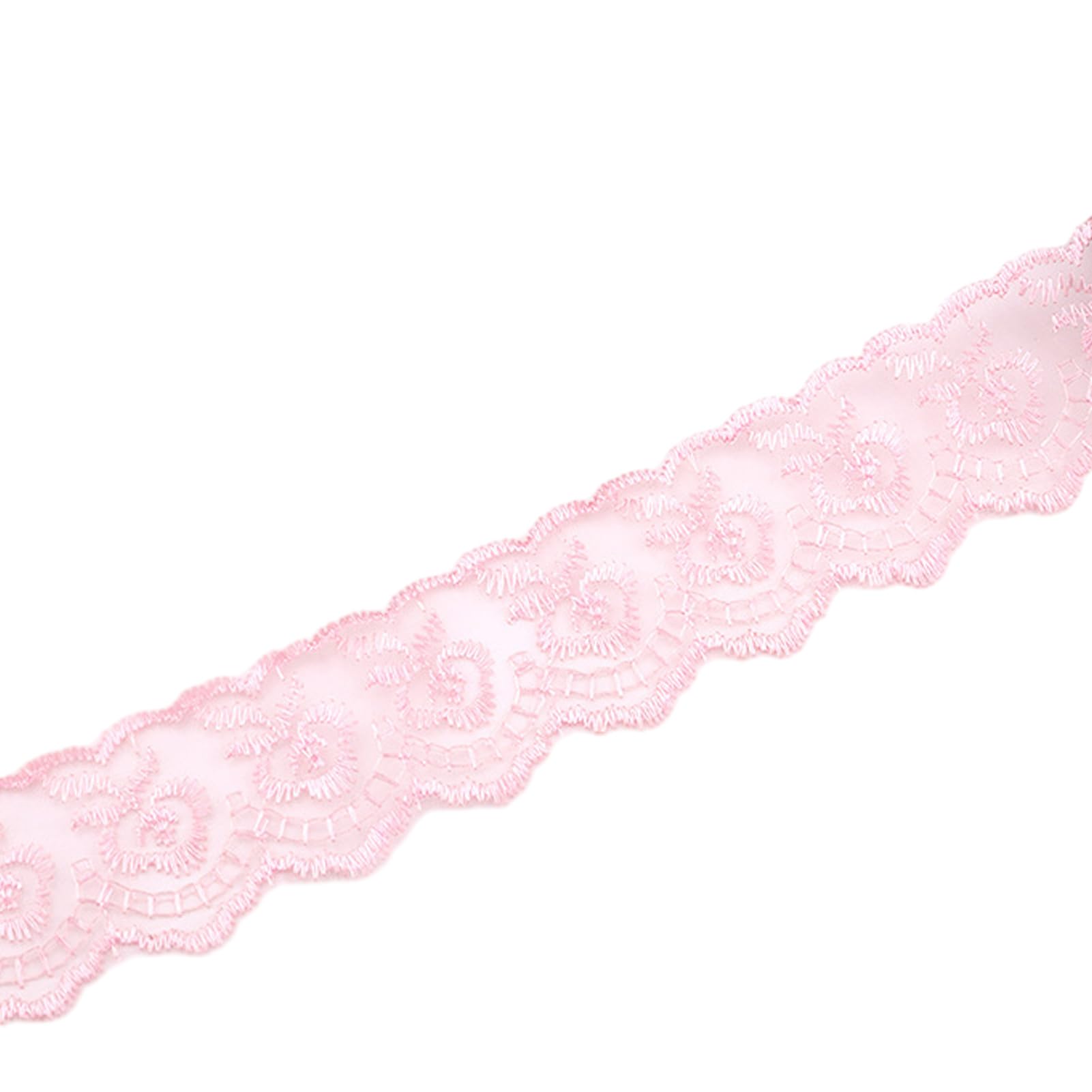 10yards Lace Edge Trim Ribbon, Floral Lace Ribbon Embroidered Applique Lace Trimming Fabric for Sewing, Clothing, Dress(Pink/10yards)
