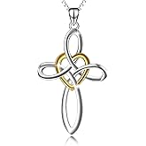 YFN Celtic Knot Cross Necklace Sterling Silver Infinity Love Heart Pendant Necklace