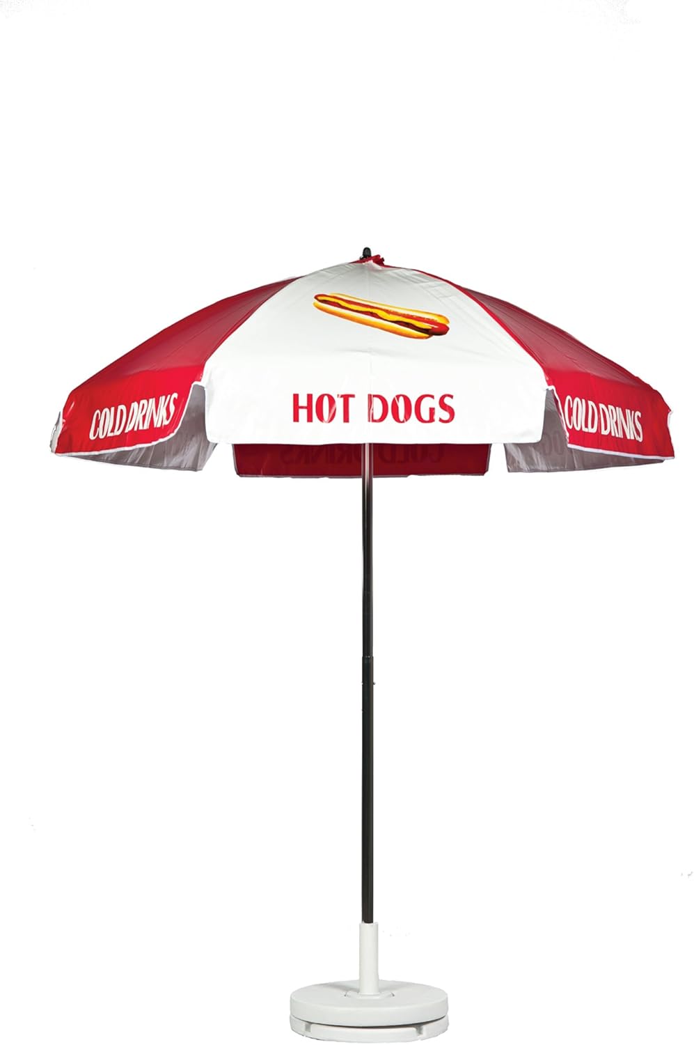 Hot Dog Concession Vendor Cart Umbrella with Tilt Red & White