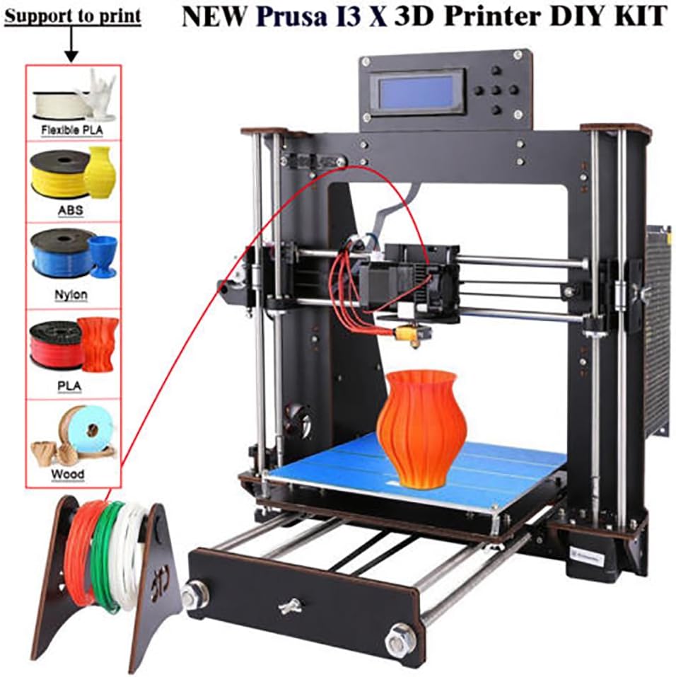 3D Printer I3 High Precision Large Size Desktop 3D Printer Kit Reprap Prusa I3 DIY Self-Assembly LCD Screen PLA/ABS Filament 1.75MM DIY 3D Printer 200x200x180 (DIY-I3 3D Printer)