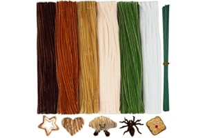 AHAMETON 620 Pieces Pipe Cleaners Craft Set, 600 Pcs Brown Chenille Stems with 20 Pcs Flower Stems, Craft Supplies Bulk for DIY Art and Craft Projects Creative Gift Wrapping Party Decorations(Brown Series)