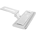 VIVO Adjustable 25 x 10 inch Computer Keyboard and Mouse Platform Tray Ergonomic Under Table Desk Mount Drawer Underdesk Shelf, White, MOUNT-KB03W