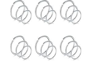 FECTAS Nose Rings Hoops Surgical Steel 18g 20g Gauge 6mm 8mm 10mm 12mm Earrings Piercing Hoops Jewelry for Men Women