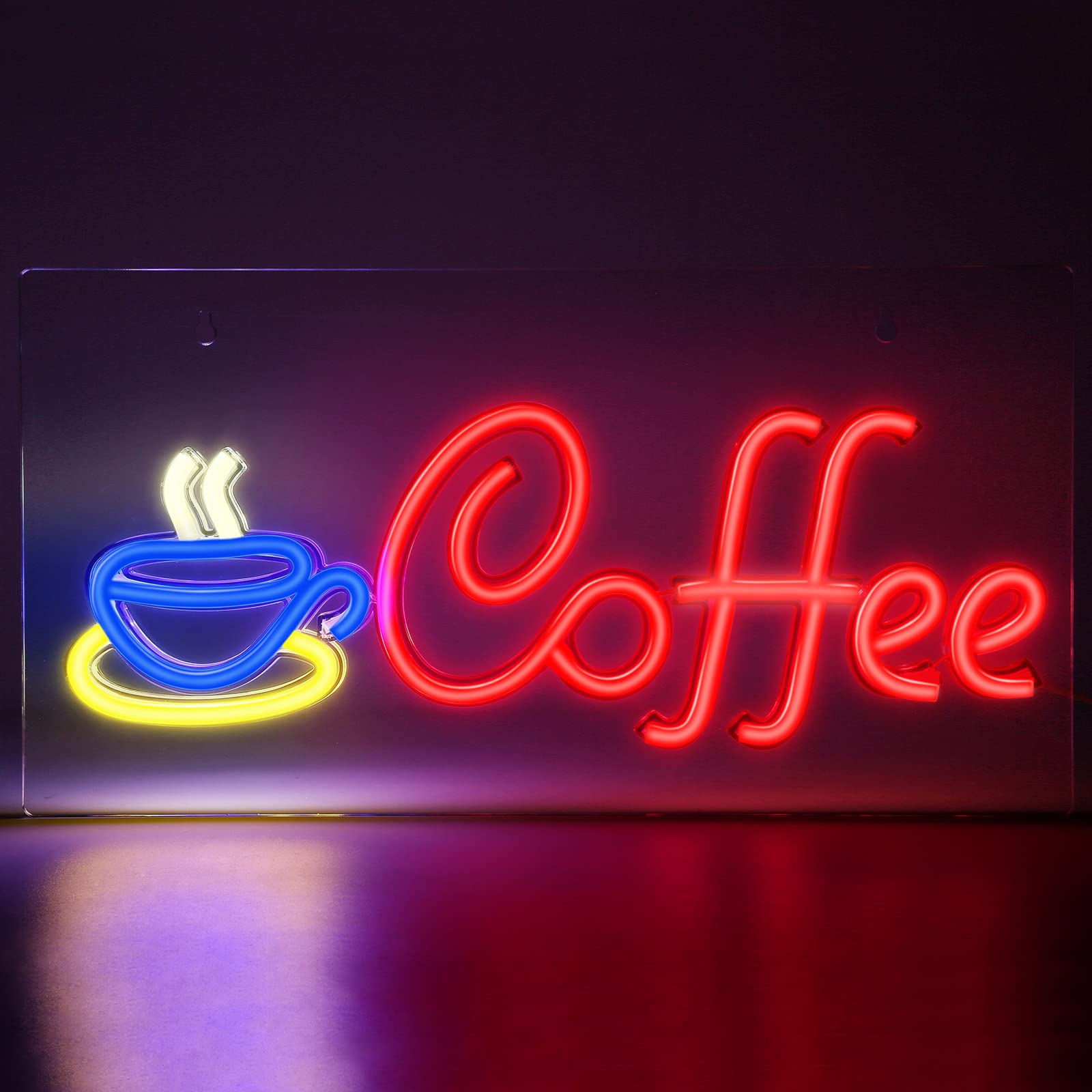FITNATE Coffee Neon Signs 42X22CM Led Neon Sign Light for Home Decor, Light Up Signs Coffee Shop Office Restaurant Wall Art Decoration Sign USB Operated