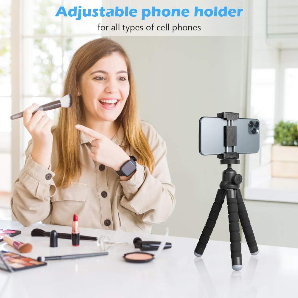 UBeesize Phone Tripod, Portable and Flexible Tripod with Wireless Remote and Universal Clip, Compatible with iPhone/ Android/ Camera, Cell Phone Tripod Stand for Video Recording