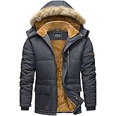 TACVASEN Men's Winter Jacket with Hood Water Repellent Windproof Thicken Parka Winter Coat