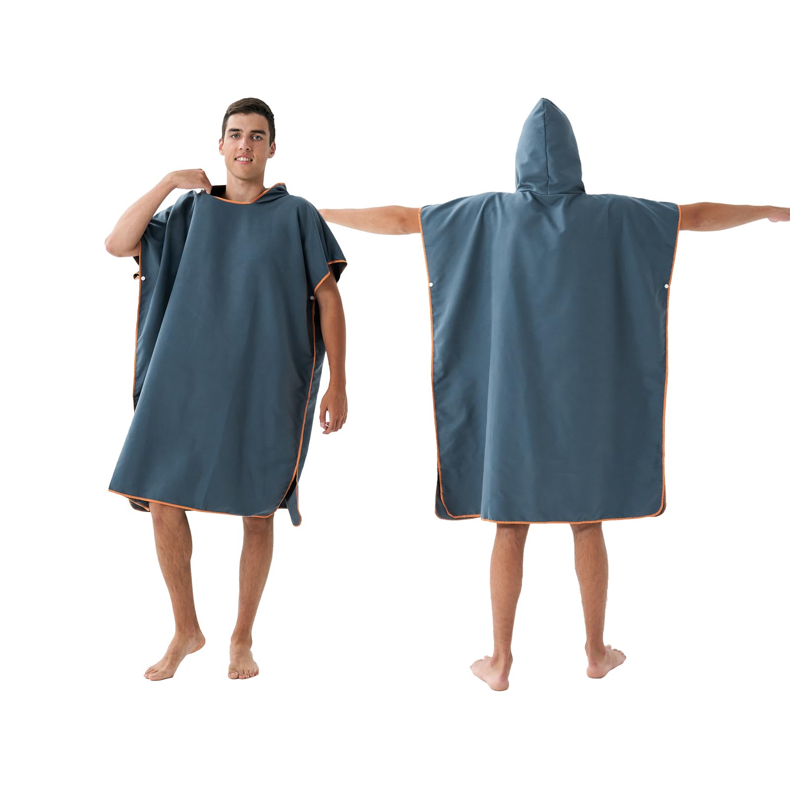 jooeer Changing Robe Surf Poncho Towel for Adults Microfibre Hooded Beach Towel Dress for Women Men Pool Swimming Camping Travelling Bathing, Quick Dry, Lightweight, Navy Blue