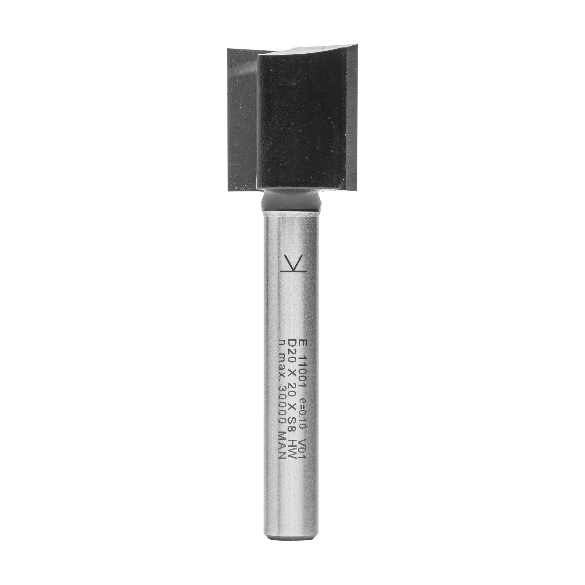 ENT 11001 Straight Cutter TC, Shank (S) 8 mm, Diameter (D) 20 mm, NL 20 mm, SL 50 mm, GL 70 mm, with Tungsten Carbide TC, Centre Tip — image 1
