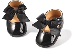 ohsofy Infant Baby Girls Mary Jane Flats Non-Slip Bowknot Princess Wedding Dress Shoes Toddler Crib Shoes