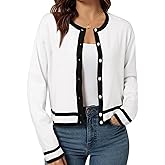 ZANZEA Cropped Cardigan Sweaters for Women Color Block Lightweight Bolero Shrug Button Down Long Sleeve Tops Fall Outfits
