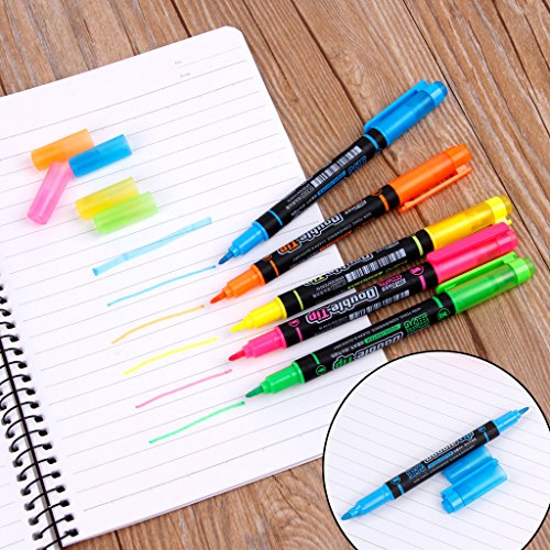 Susada 5PC Mixed Color Double Head Pen Marker Pen Highlighters For Office School Supply - Thumbnail 4